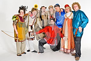 Theater troupe in costumes