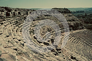 Theater view from Miletos ancient city. Milet, Aydin, Turkey photo