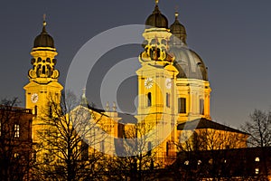 Theatinerkirche church in Munich at night