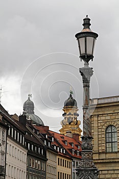 Theatinerkirche cupola and Theatiner Strasse, Munich, Germany