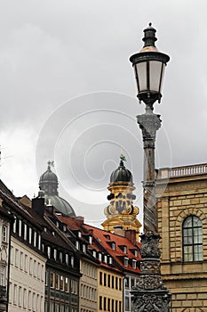 Theatinerkirche cupola and Theatiner Strasse, Munich, Germany