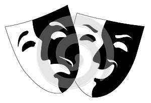 Theatre black and white emotion masks,