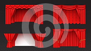 Theatre or cinema stage red curtain with folds.