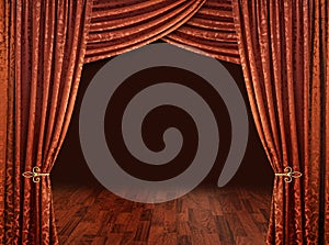 Theatre curtains, copper red