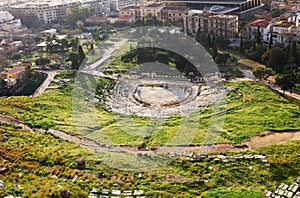 Theatre of Dionysus - view from Acropolis Hill of Athens, Greece