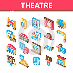 Theatre Equipment Isometric Icons Set Vector