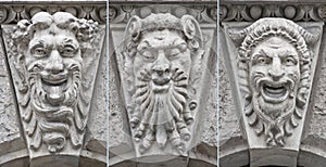 Theatre faces low relief with emotions photo