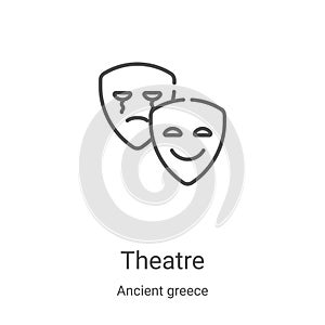 theatre icon vector from ancient greece collection. Thin line theatre outline icon vector illustration. Linear symbol for use on