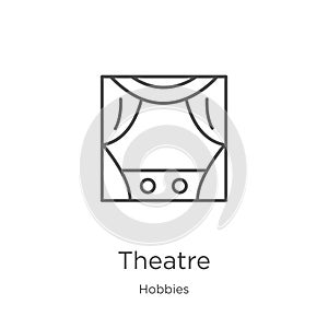 theatre icon vector from hobbies collection. Thin line theatre outline icon vector illustration. Outline, thin line theatre icon