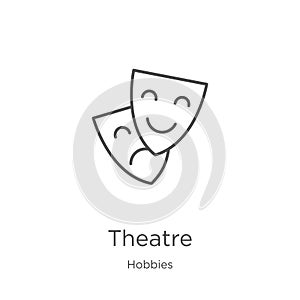 theatre icon vector from hobbies collection. Thin line theatre outline icon vector illustration. Outline, thin line theatre icon