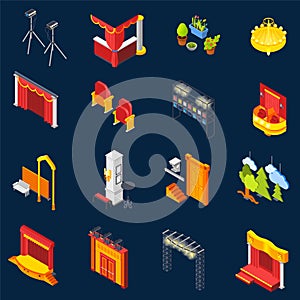 Theatre Isometric Icons Set