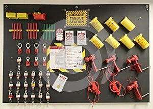 Theatre Lighting Technical Electrician Electrical Lockout Tagout Station Power Switch Keys Locks Tags Signs Signages Safety SOP photo