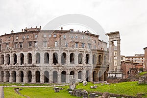 The Theatre of Marcellus Theatrum Marcelli or Teatro di Marcello. Ancient open-air theatre in Rome