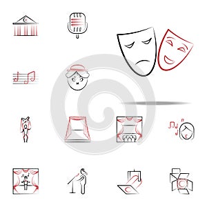 theatre mask icon. handdraw icons universal set for web and mobile