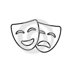 Theatre mask icon silhouette. Theatre drama comedy vector icon, actor acting logo photo
