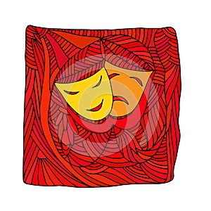 Theatre masks tragedy comedy - Illustration