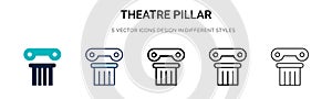 Theatre pillar icon in filled, thin line, outline and stroke style. Vector illustration of two colored and black theatre pillar