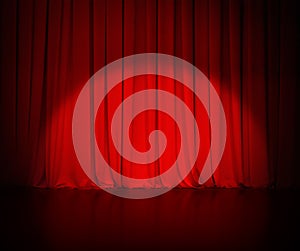 Theatre red curtain or drapes background with