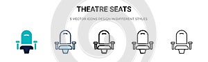 Theatre seats icon in filled, thin line, outline and stroke style. Vector illustration of two colored and black theatre seats