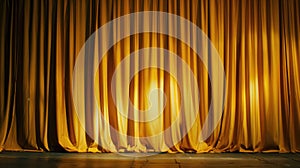 Theatre stage with elegant curtain creates a versatile backdrop for performances, offering ample copy space, Ai Generated