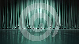 Theatre stage with elegant curtain creates a versatile backdrop for performances, offering ample copy space, Ai Generated