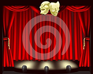 Theatre stage with masks