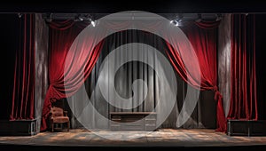 theatre stage with a red curtain