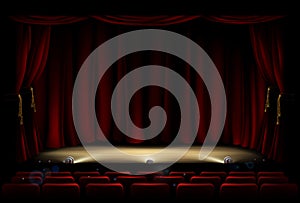 Theatre Stage with Theater Curtains photo