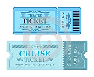 Theatre Ticket Cruise Coupon Vector Illustrations