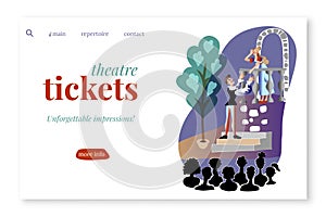 Theatre tickets vector landing page template photo