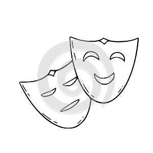 Theatrical mask with a happy and sad face