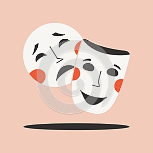 Theatrical masks drama and comedy symbol isolated objects
