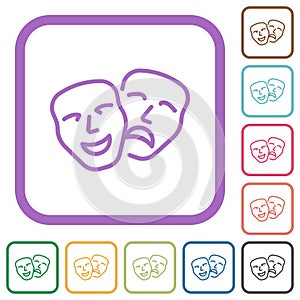 Theatrical masks outline simple icons