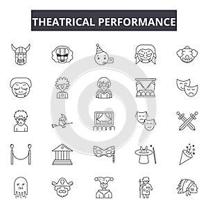 Theatrical performance line icons, signs, vector set, linear concept, outline illustration