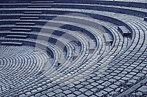 Theatron with cobblestone pavement