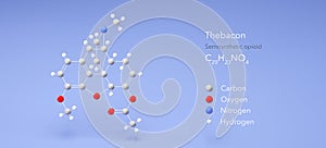 thebacon molecule, molecular structures, dihydrocodeinone enol acetate, 3d model, Structural Chemical Formula and Atoms with Color