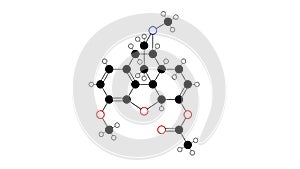 thebacon molecule, structural chemical formula, ball-and-stick model, isolated image semisynthetic opioid