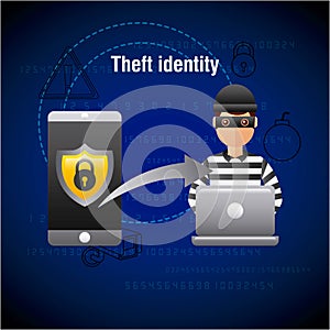 Theft identity hacker laptop hacking mobile data