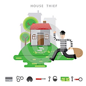 Theft Insurance Colourful Vector Illustration flat style
