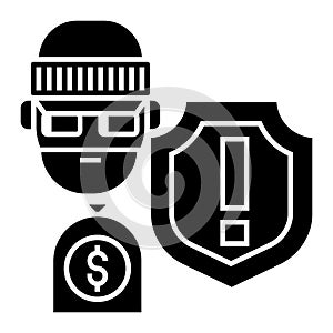 Theft - thievery - Insurance against theft icon, vector illustration, black sign on isolated background photo