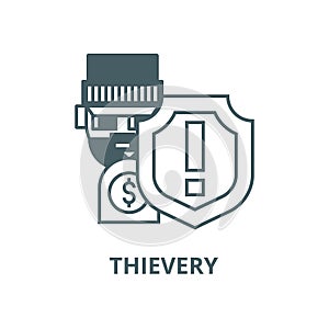 Theft,thievery, steal insurance  vector line icon, linear concept, outline sign, symbol photo
