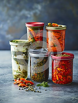 Their diverse ingredients are showcased through a vibrant array of jars containing textured, anaerobically fermented