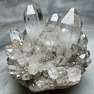 Their pointed terminations and smooth facets are typical of quartz