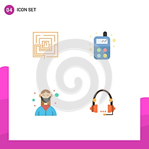 4 Thematic Vector Flat Icons and Editable Symbols of business, female, pertinent, radio, medical