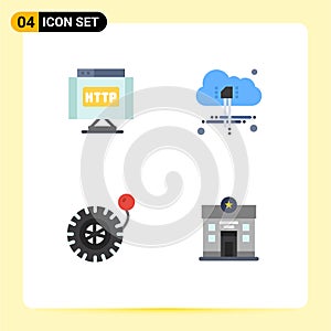 4 Thematic Vector Flat Icons and Editable Symbols of domain, wheel, link, power, life