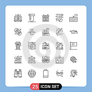 25 User Interface Line Pack of modern Signs and Symbols of board, type, error, keys, hardware