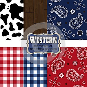 Theme westerns set of seamless patterns