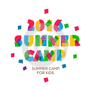 Themed Summer Camp 2016 poster in flat style