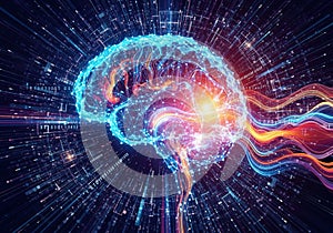 Themes of artificial intelligence, data processing, and neural