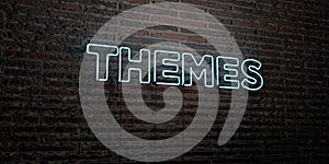 THEMES -Realistic Neon Sign on Brick Wall background - 3D rendered royalty free stock image